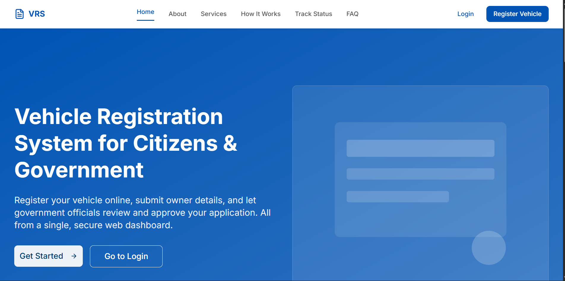 Vehicle Regsitration system